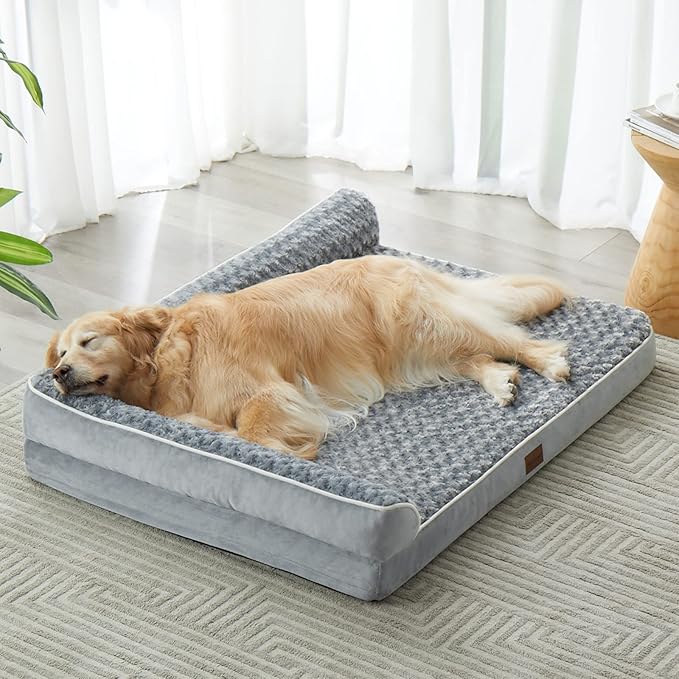 BFPETHOME Orthopedic Dog Beds for Extra Large Dogs, Waterproof Sofa XXL Dog Bed with Sides, Non-Slip Bottom and Egg-Crate Foam Big Pet Couch Bed with Washable Removable Cover,Pet Bed for Large Dogs-PawvioPets