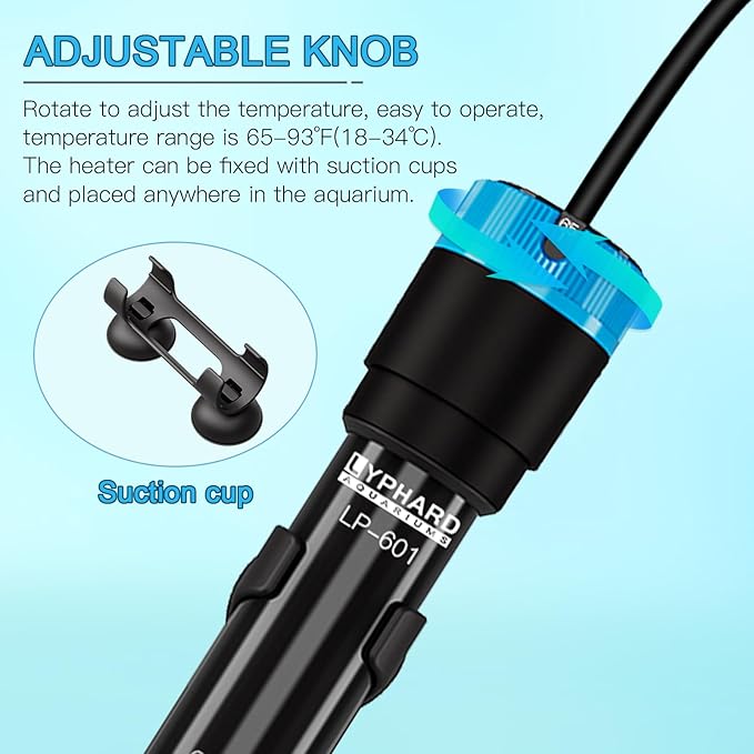Aquarium Heater, 200W Submersible Fish Tank Heater with Precision Adjust Knob Thermostat and Suction Cup Suitable for Saltwater and Freshwater-PawvioPets