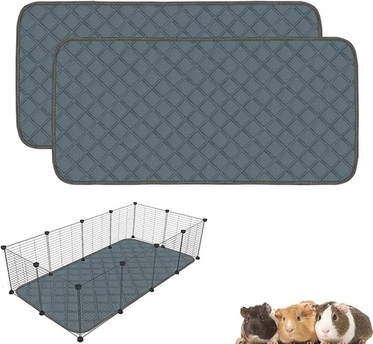 2 Pack Guinea Pig Cage Liners Washable Guinea Pig Bedding Super Absorbent | Waterproof | Non Slip| Reusable Guinea Pig Pee Pads for Small Animals Cages Rabbit Hamster Rat - 48" x 24"-PawvioPets