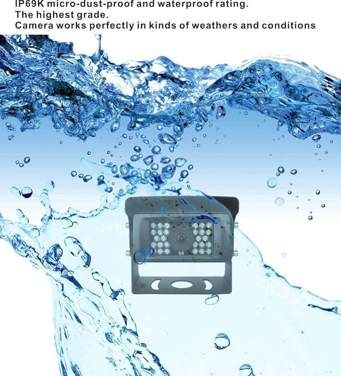 AHD 1080P 7" Wired Reverse Rear View Backup Camera System,Guide line,IP69K Waterproof IR Night Vision Camera, for Tractor/Truck/RV/Excavator/Caravan/Skid Steer/Heavy Equipment-PawvioPets