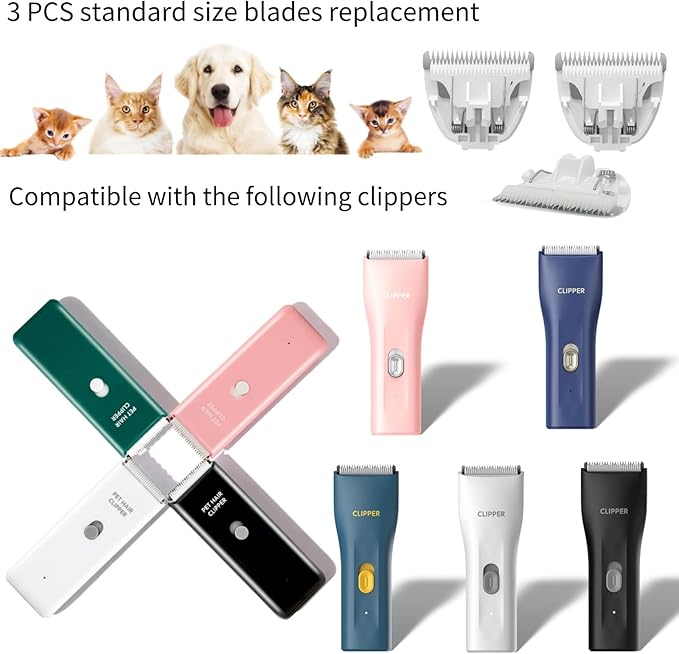 3 PCS Standard Size Replaceable Ceramic Blades Set Pet Hair Clipper,Cat Dog Common Use Clipper Blade(#AP005)-PawvioPets