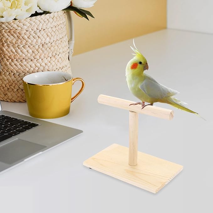Bird Perch Stand, Bird Training Portable Tabletop Platform, Parrot Bird Cage Toy Gym Accessories for Parakeets Cockatiels, Conures, Macaws, Finches Lovebirds-PawvioPets