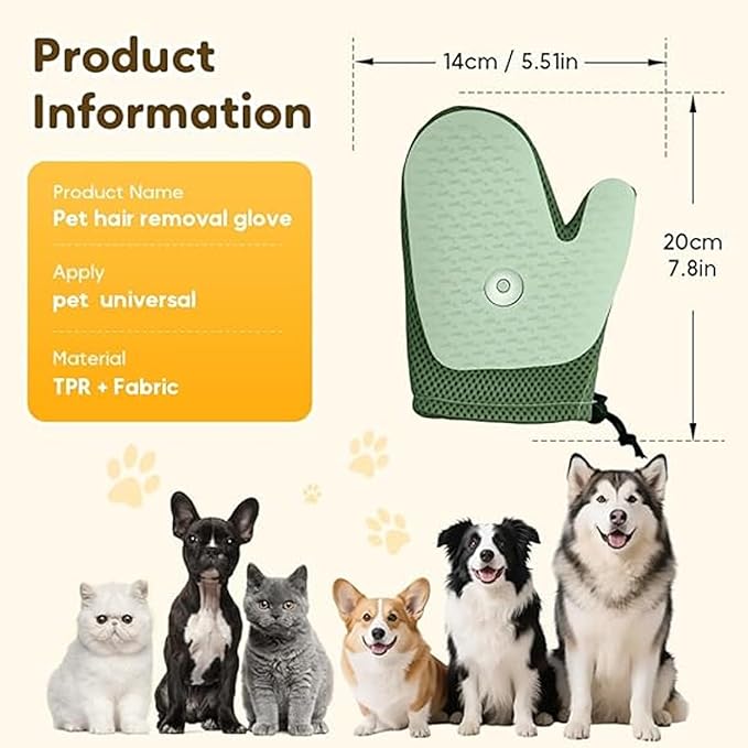 All-in-One Grooming Mist Glove for Pets with Spray - Upgrade Efficient Pet Hair Remover Gloves Grooming Spray Comb, Gentle Fast Deshedding & Massage for Dogs Cats (Green)-PawvioPets
