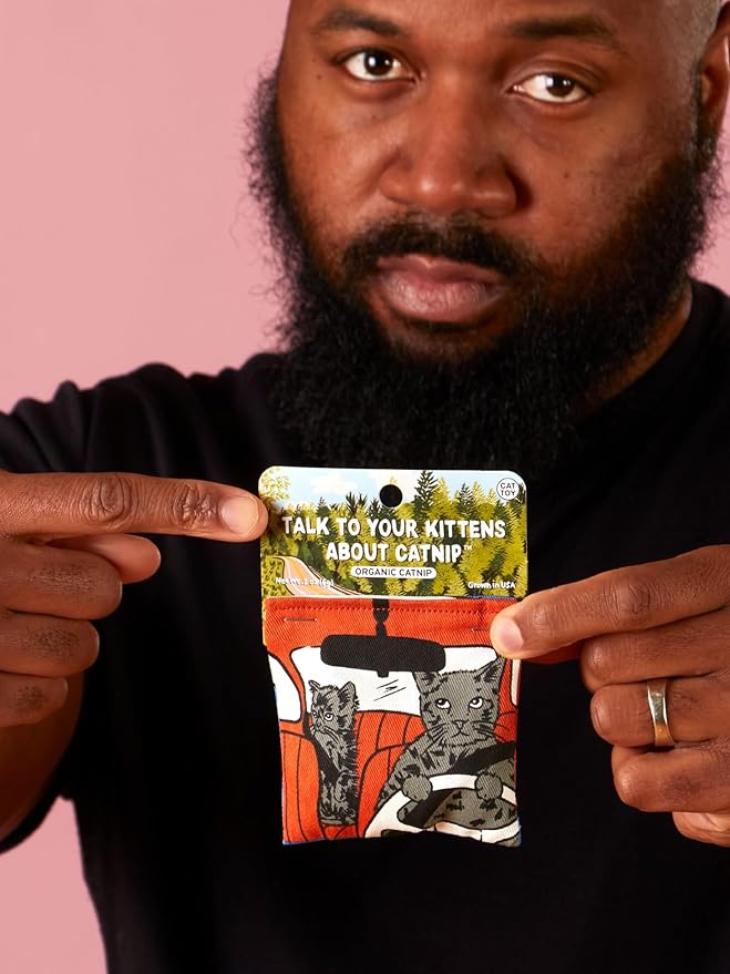 Blue Q Talk to Your Kittens About Catnip - Cat Toy. Premium Organic Catnip Grown in USA, 100% Cotton Pouches, Kitty Graphics Sure to Delight Every Cat-Keeper.-PawvioPets