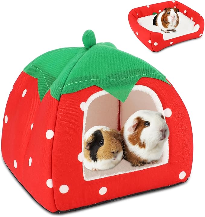 BWOGUE Guinea Pig House Bed Cozy Hamster Cave Large Hideout for Dwarf Rabbits Hedgehog Bearded Dragon Winter Nest Hamster Cage Accessories-PawvioPets