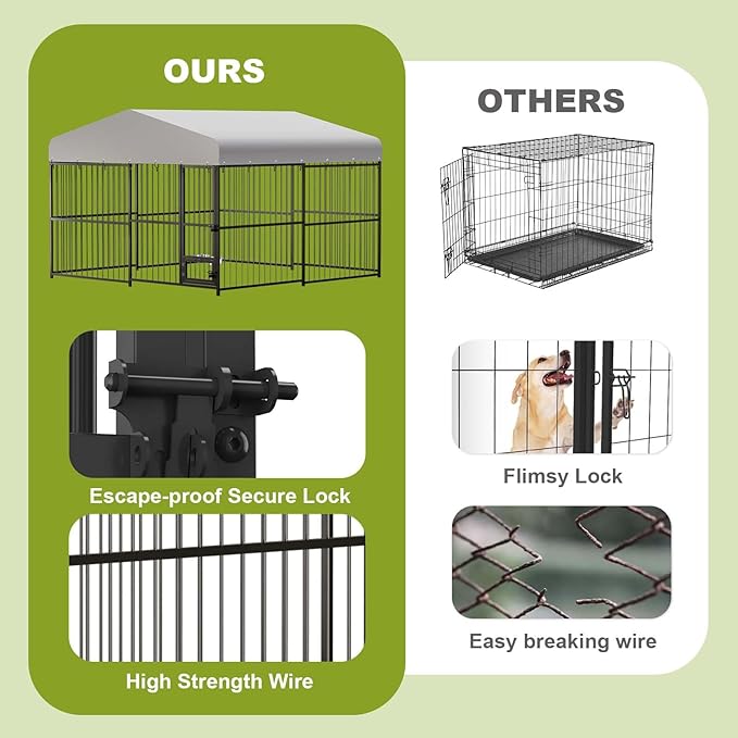 10x10x6FT Large Dog Kennel Outside Dog Playpen Outdoor Dog Enclosures with UV-Resistant Waterproof Roof Covered Dog House Outdoor,Lock,for Medium and Large Dogs,Easy Assembly-PawvioPets