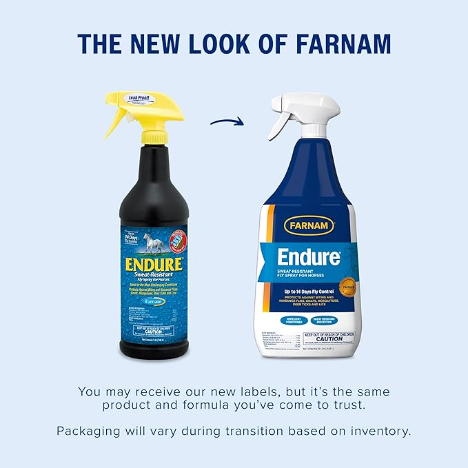 Farnam Endure Sweat-Resistant Fly Spray for Horses, Lasts Up to 14 Days, Protects Against Flies, Gnats, Mosquitoes, Ticks & Lice, 32 oz.-PawvioPets