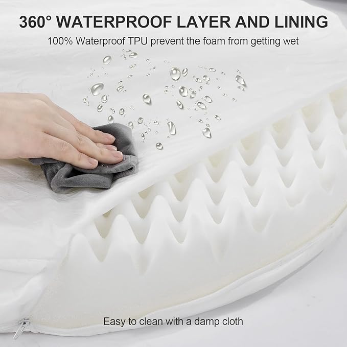 3.7 inch Thickened Orthopedic Dog Beds for Extra Large Dogs, Supportive Dog Sofa Bed with 28D Egg-Crate Foam, Removable Washable Cover, Waterproof Lining, Half-Round Design for Puppy,Senior,Sick-PawvioPets