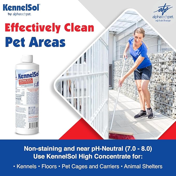 ATP KennelSol 1-Step Kennel Cleaner - 1 Pint Liquid Disinfectant, Effective Against Bacteria and Viruses, Deodorizer Wintergreen Scent by Alpha Tech Pet-PawvioPets