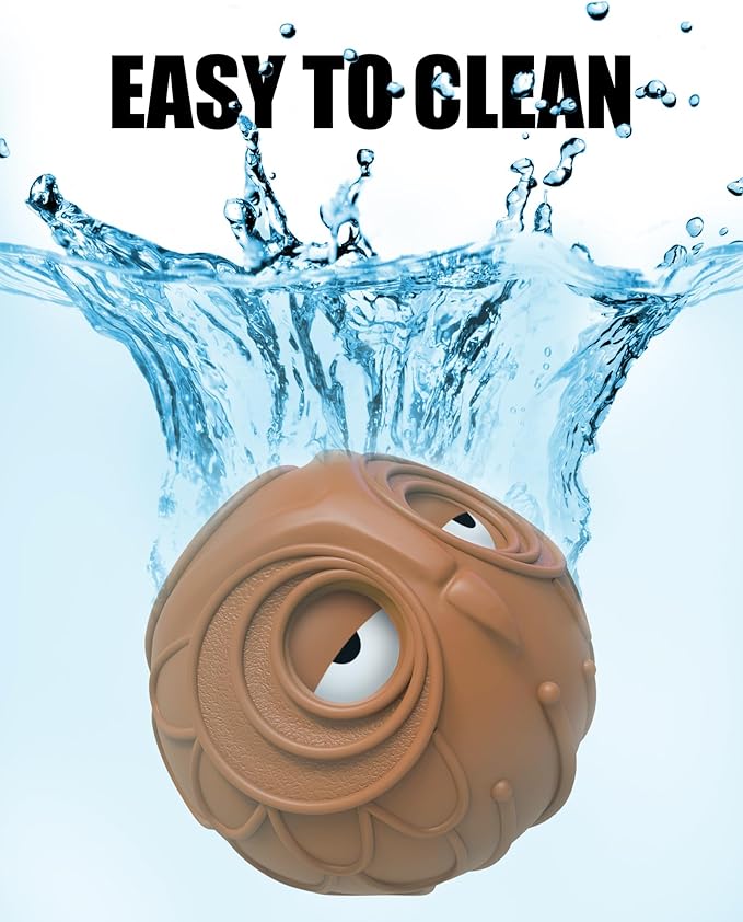 Giggle Ball for Dogs Owl Dog Toys for Aggressive Chewers Medium Large Dogs Fun Gift for Dog Natural Rubber Herding Ball for Dogs Cute Owl Hoot Brown New-PawvioPets