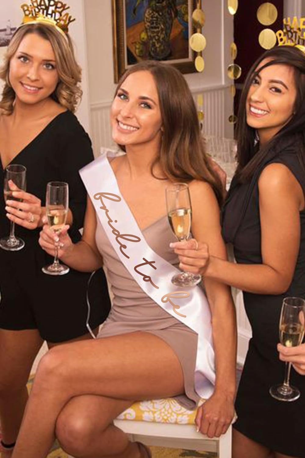 LADY&HOME White Bride To Be Sash,Bachelorette Party Decorations,Bach Supplies,Bridal Shower Gift,Bridesmaid Favor