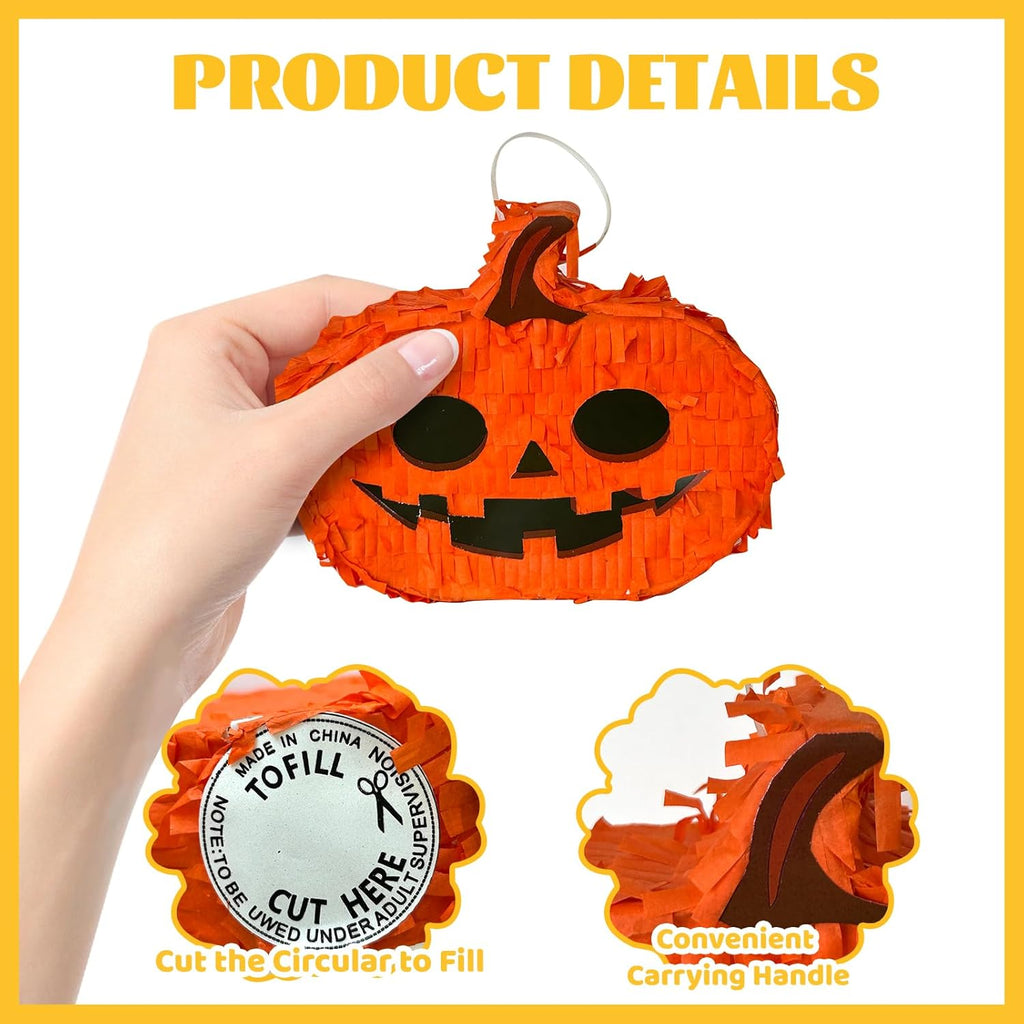 6 Pcs Halloween Piñata Set Small Pumpkin Ghost Tombstone Bat Eyeball Witch Jar Piñata Fillable Piñata for Halloween Party Decorations Photo Props for Candy and Treats