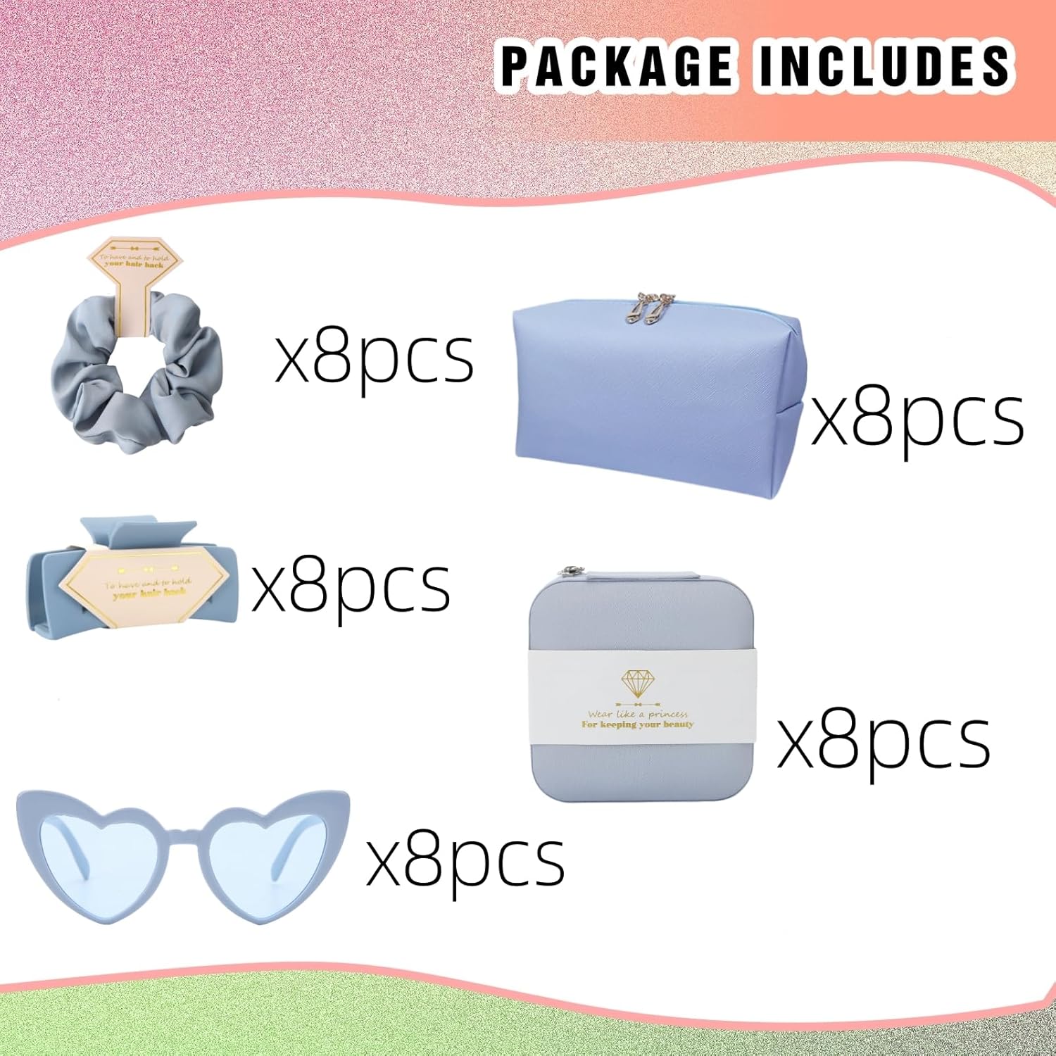 Bridesmaid Scrunchies Proposal Gifts Bachelorette Hair Claws Clips Girls heart sunglasses for Wedding Party Favors (green box 40pcs)