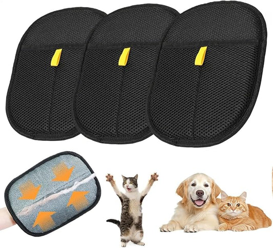 3pcs Pet Hair Removal Glove for Cats & Dogs, 2025 New Upgrade Efficient Grooming Gloves for Pet Hair, Reusable Cat Dog Electrostatic Hair Remover Grooming Glove Tool-PawvioPets