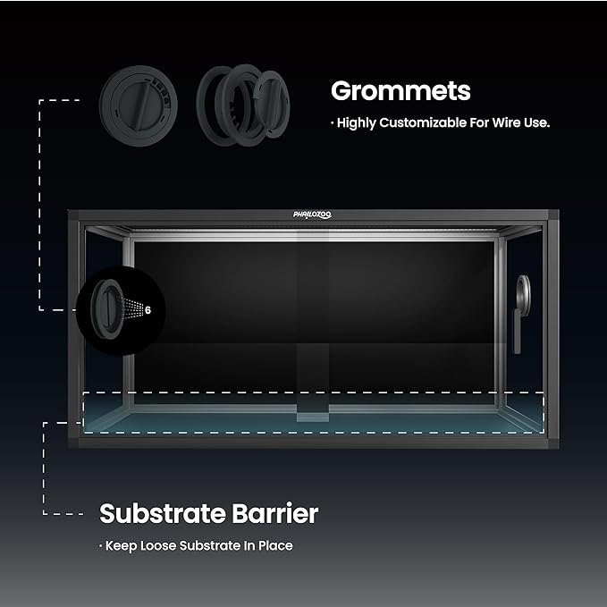 50 Gallon Bearded Dragon Tank, Reptile Enclosure for Easy Maintenance, Front Opening Reptile Tank with Top Screen Ventilation & Glass Sliding Door 36''x18''x18''-PawvioPets