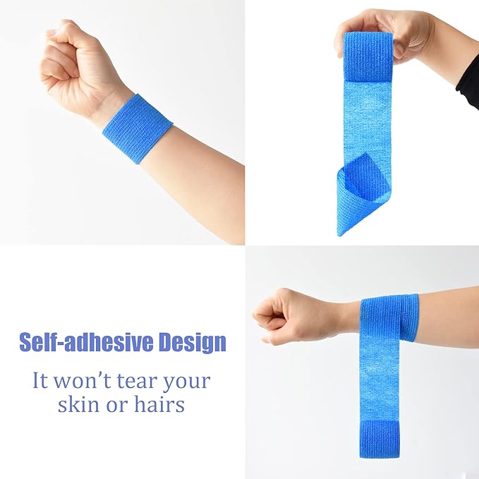 9 Pack 2" x 5 Yards Self Adhesive Bandage Wrap Self Stick Wrap for Ankle, Wrist, Finger, Sports, Breathable Cohesive Vet Tape for Pets (Dark Blue)-PawvioPets
