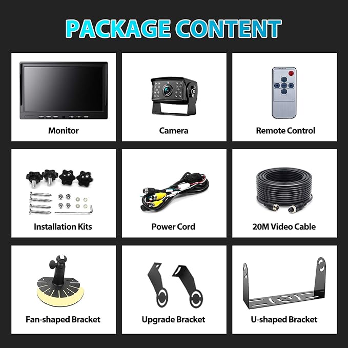 Fookoo Ⅱ 10" 1080P Wired Backup Camera System,10-inch HD Dual Split Screen Monitor with Recording IP69 Waterproof Rear View Camera Parking Lines Supports Up to 2 Cameras for Truck/Trailer/RV(DY101)-PawvioPets