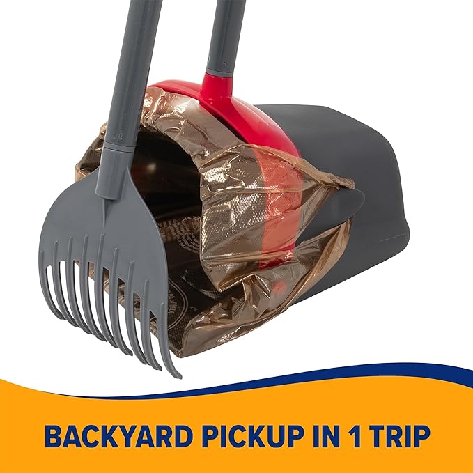 Arm & Hammer Pooper Scooper for Extra Large Dogs Heavy Duty, Outside Yard Dog Poop Scoop Pet Waste Clean Up with Bag Attachment - 2 Waste Bags Included-PawvioPets