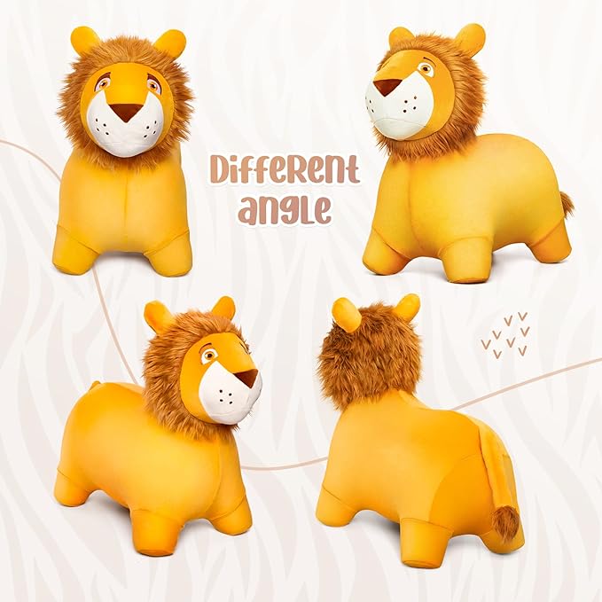 EVERICH TOY Lion Bouncy Horse, Inflatable Plush Hopping Toy, Bouncing Animal Hopper for Toddlers, Fun Ride-On Toy for Kids 18 Months-6 Years, Indoor & Outdoor Play, Great Gift Boys Girls-PawvioPets