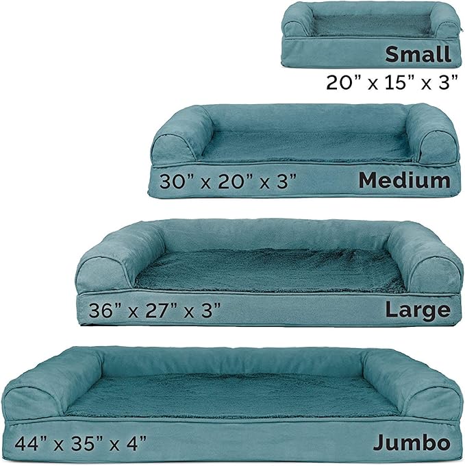 Furhaven Cooling Gel Dog Bed for Large/Medium Dogs w/ Removable Bolsters & Washable Cover, For Dogs Up to 55 lbs - Plush & Suede Sofa - Deep Pool, Large-PawvioPets