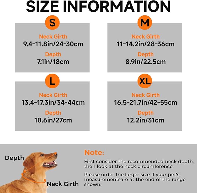 Dog Cone Collar L, Soft Cones for Large Medium Small Dogs,Adjustable Dog Cone Alternative to Stop Licking, Comfy Elizabethan Collar for After Surgery Wound Healing & Hot Spots Orange-PawvioPets