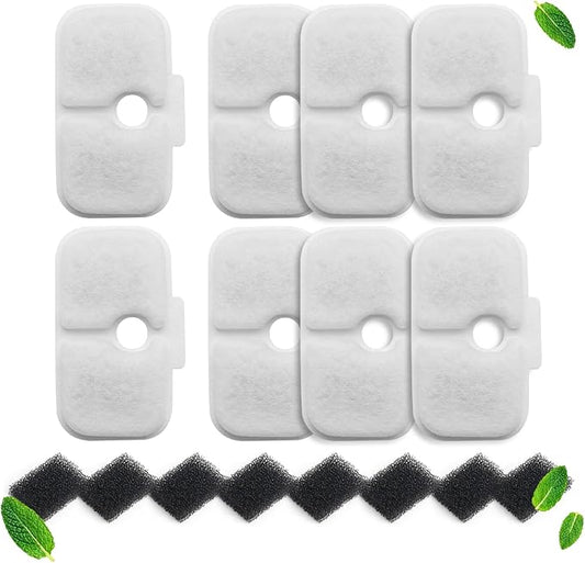8 Pack Cat Fountain Filters & Sponges - No Trim Fit for PETLIBRO Dockstream PLWF Series (005/105/115/305) - Multi-Cat Homes-PawvioPets
