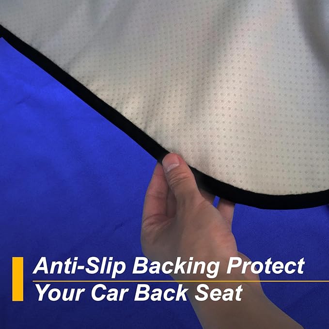 Back Seat Cover for Car Trucks Van SUV,Waterproof Rear Bench Towel Seat Covers for Dogs and Kids,Automotive Backseat Protector (Blue)-PawvioPets