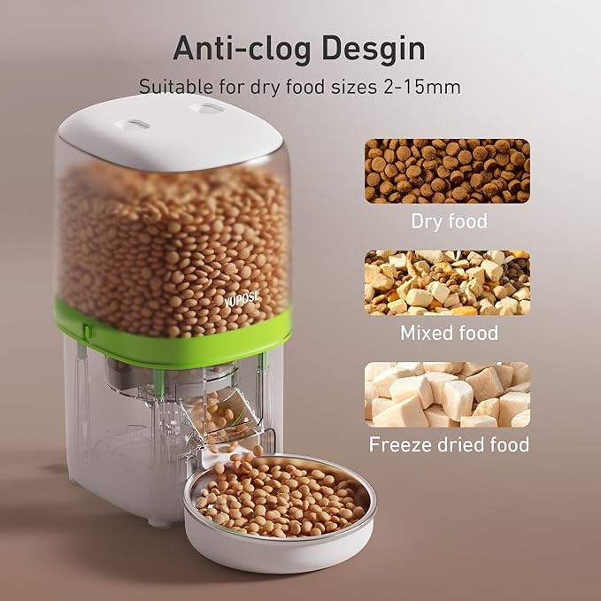 Automatic Cat Feeder - 4L Timed Auto Pet Feeder for Cat and Dog with Dry Food Dispenser, 180-day Battery Life, 1-6 Meals Per Day, 1-16 Portion, Desiccant Bag Keeps Food Fresh-PawvioPets