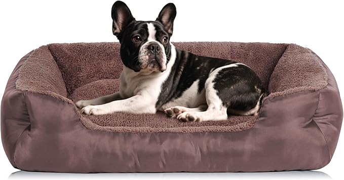 Dog Beds for Small Dogs Washable, Rectangle Dog Bed, Warming Soft Calming Sleeping Puppy Bed with Anti-Slip Bottom-PawvioPets