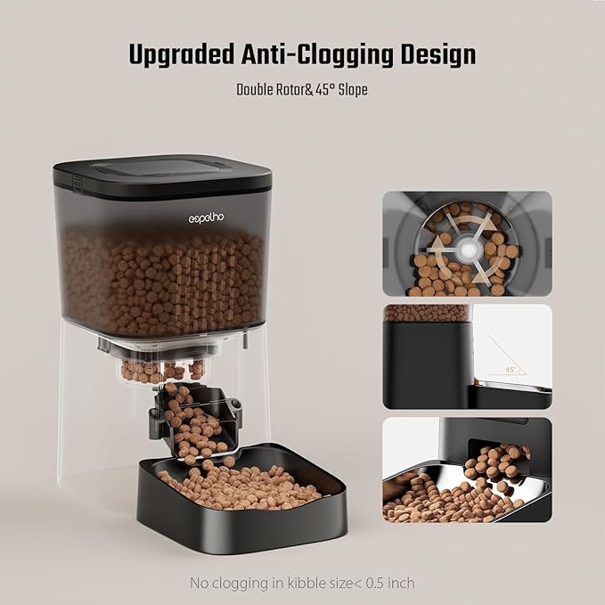 Espelho Automatic Cat Feeder- 4L Timed Cat Food Dispenser 1-6 Meals Control for Cat and Small Dog- Auto Pet Feeder with Desiccant Bag Keep Fresh for Reliable Easy Set Up and Clean- Voice Recorder-PawvioPets