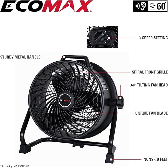 16 Inch High Velocity Industrial Fan Portable Heavy Duty Drum Metal Shop Fan with 3-Speed 360° Tilting, Floor Fans for Warehouse Workshop Garage, ETL Listed, EMF101618D-PawvioPets