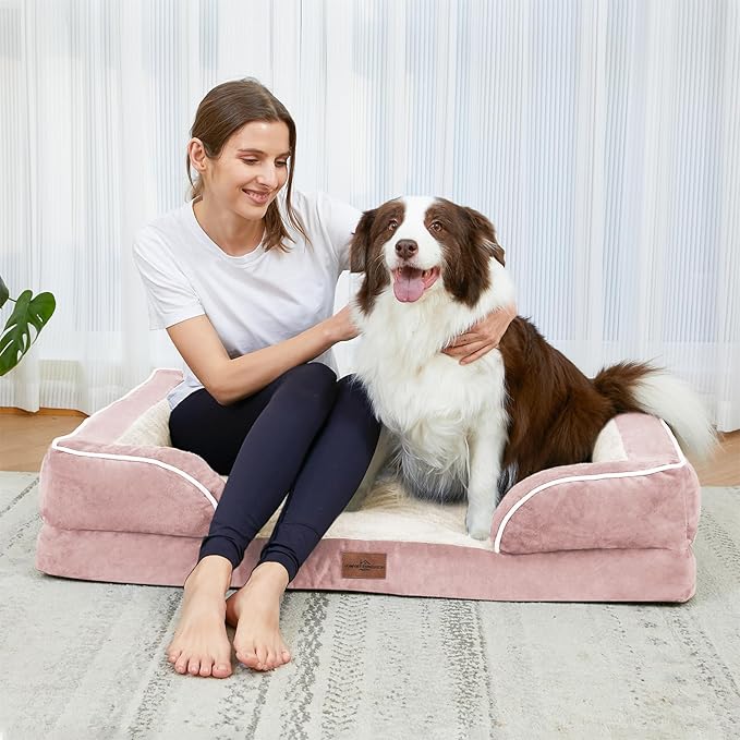 Comfort Expression Small Dog Beds Waterproof Cat Beds Orthopedic Foam Sofa Beds for Small Dogs Comfy Pet Bed with Washable Removable Cover & Non-Slip Bottom(XX-Small,Pink)-PawvioPets