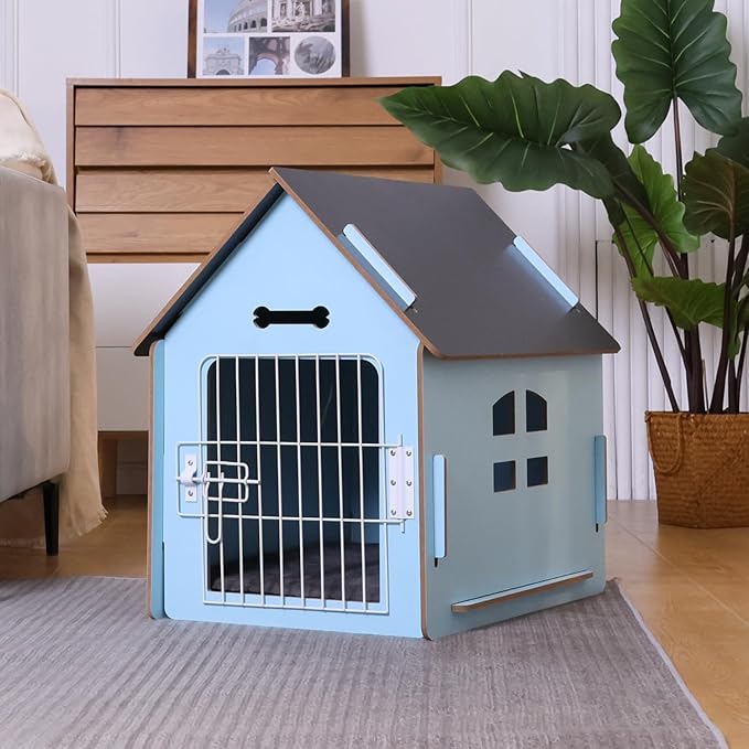Dog House Indoor for Small Dogs or Cats, Cozy Wooden Design, Small Indoor Bed House, with Air Vents and Elevated Floor Warm Dog Cave-PawvioPets