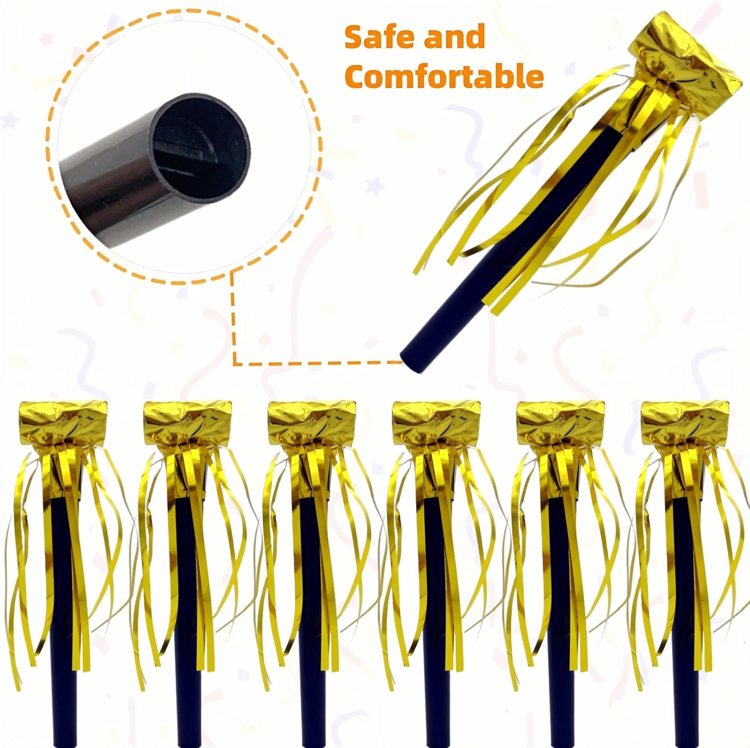 48 Pieces Party Squawkers Christmas Party Blowers Noise Makers for New Year Party Favor Supplies, Gold