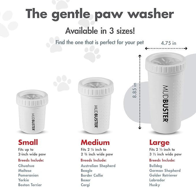 Dexas MudBuster Portable Paw Cleaner for Dogs, Large, Bright White Special Edition, Premium Pet Supplies and Accessories-PawvioPets