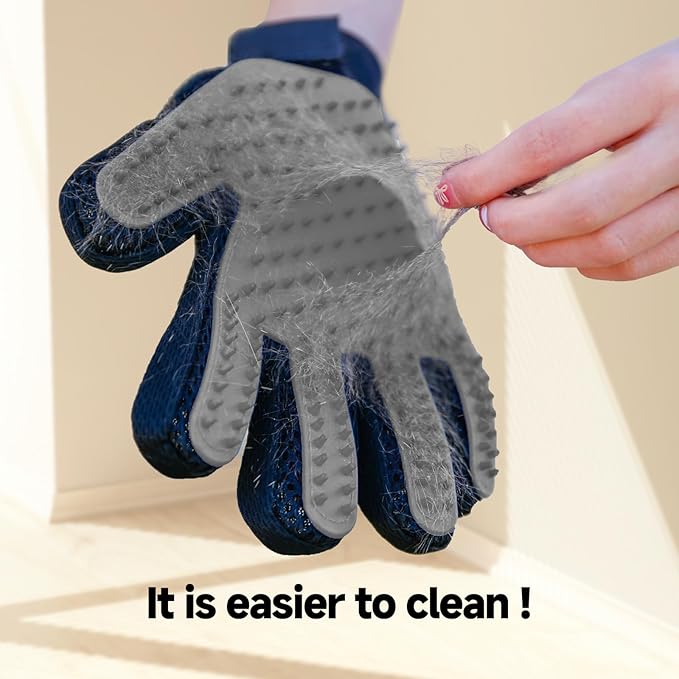 Cat & Dog Grooming Gloves for Shedding - Efficient Deshedding Pet Grooming Gloves 2-in-1 Deshedding Brush & Massage Mitt-Safe for Dogs & Cats (1 Pair Gray)-PawvioPets