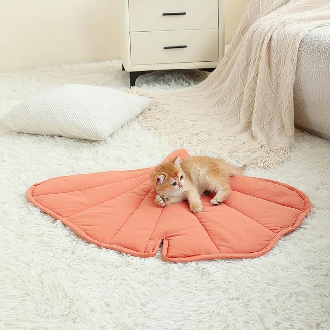 31 X 25 Inch Leaf Shaped Cotton Cat Bed Pad, Warming Cat Mat, Pet Warming Pad for Cats, Warmer Mat for Feral and Indoor Cats, 2025 Enlarged and Thickened Leaf Beds-PawvioPets