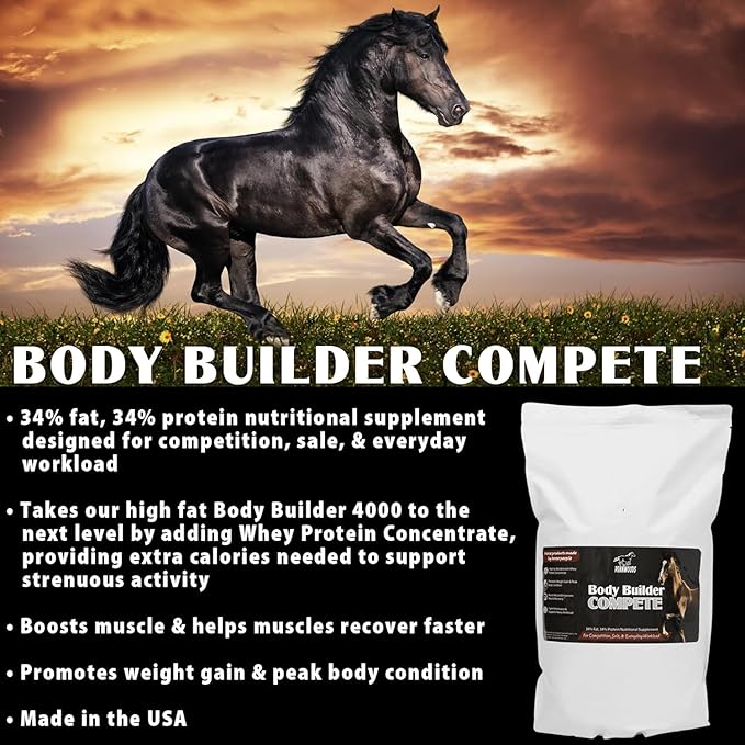 Body Builder Compete: Advanced Horse Weight Gain Supplement, Designed for Competition and Sale, 22lb Bag-PawvioPets