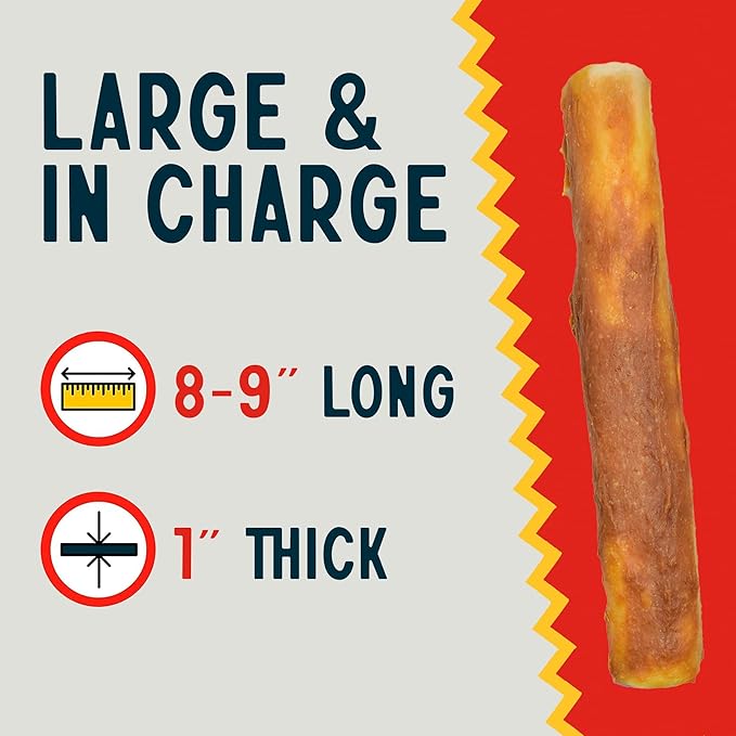 Canine Chews 8-9" Chicken Coated Dog Rawhide Retriever Rolls (25 Pack) - Chicken Rawhide Bones for Large Dogs - 100% USA-Sourced Chicken Coated Dog Rawhide Chews - Healthy Dog Dental Chew Rawhides-PawvioPets