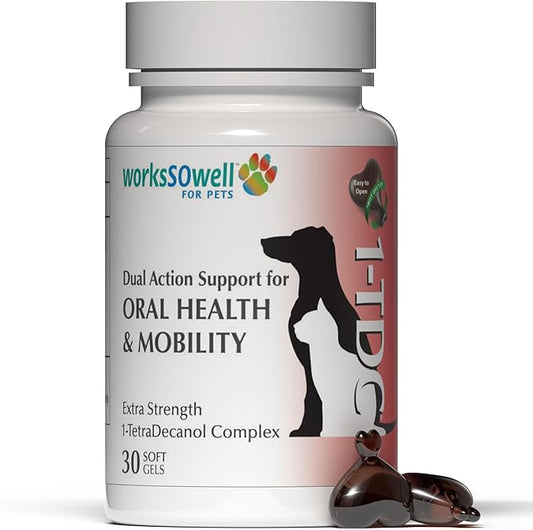 1TDC WorksSoWell Dual Action Joint Supplement for Dogs & Cats - Hip and Joint Supplement for Large Breed & Small Breed - Also Great for Oral Health - Muscle & Stamina Recovery & Arthritis - 30ct-PawvioPets