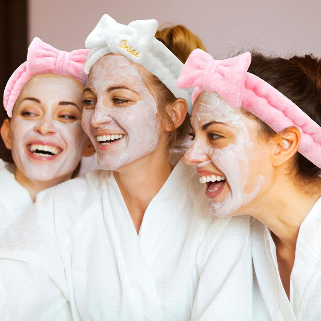 Semato Bachelorette Party Favor Set - Bride & Bridesmaid Spa Headbands(1 bride+6 Pink)