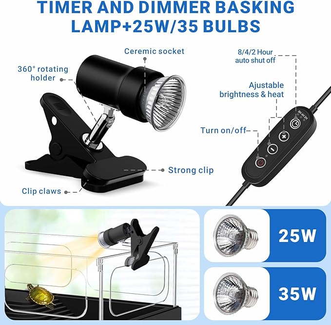 GOZILLA Small Turtle Tank with Adjustable Lamp, Acrylic Turtle Tank Starter Kit, Reptile Habitat and Terrarium with Multi-Functional Areas for Tortoise, Crab, Crayfish, Small Reptile.(Tank+Lamp)-PawvioPets