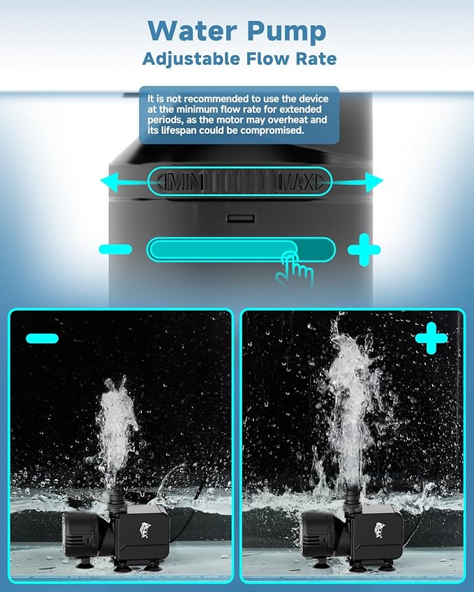 AQQA Dual-Use Aquarium Filter,Fish Tank Filter + Small Water Pump,Filtration,Wave-Making,Dissolved Oxygen,Water Circulation,Water Changes,Fountains Multifunctional Pump,Saltwater Freshwater (18W)-PawvioPets