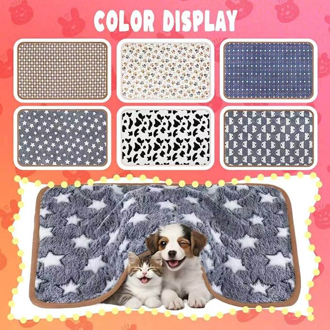 6 Pcs Guinea Pig Bedding Cage Liners Small Animal Flannel Blankets Sleep Mat Absorbent Reusable Pet Pee Bedding Pad Cover for Dog Cat Hamster Ferret Chinchilla Rabbit Hedgehog (30 x 42 Inch, Multi)-PawvioPets