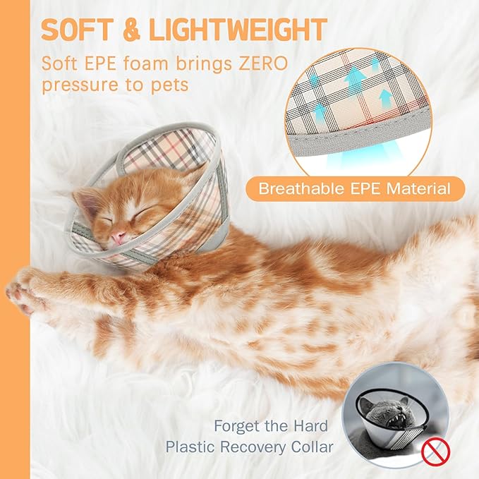 Cat Cone Collar Soft, Cat Recovery Collar for Large Medium Small Cats Kittens, Pet Cone Alternative After Surgery-PawvioPets