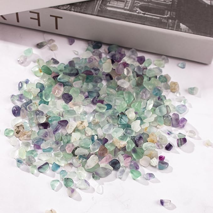 3 Lb Fluorite Crystal Chips Aquarium Fish Tank Gravel, Tumbled Crushed Stone Crystal Chips Bulk Irregular Shaped Decorative Vase Fillers Aquarium Gravel Rocks-PawvioPets