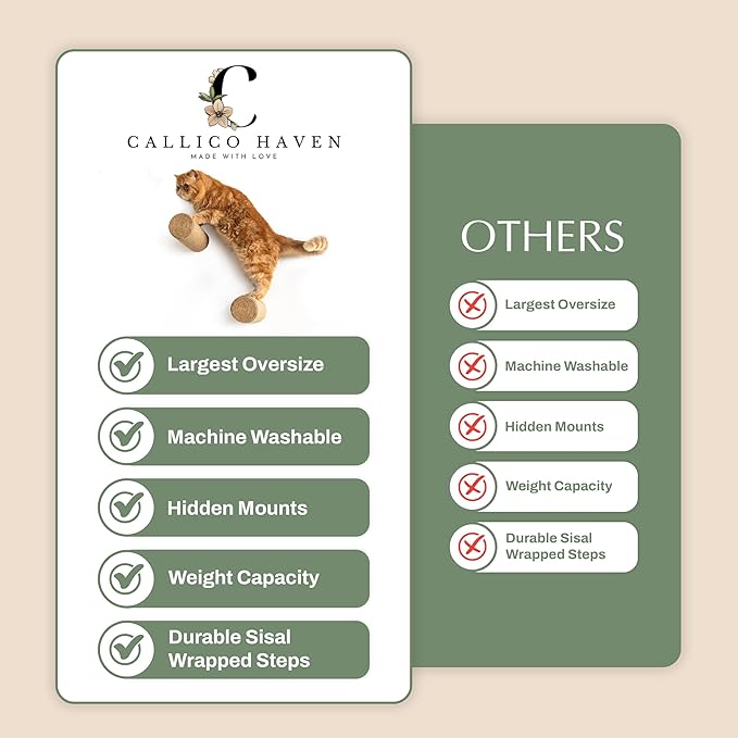 2-Pack Sisal Wall-Mounted Cat Climbing Wall Steps, Cat Wall Steps/Stairs with Sisal Scratching Surface, Wall Shelf Furniture for Climbing & Play for Kittens & Cats, Hidden Mounts-PawvioPets