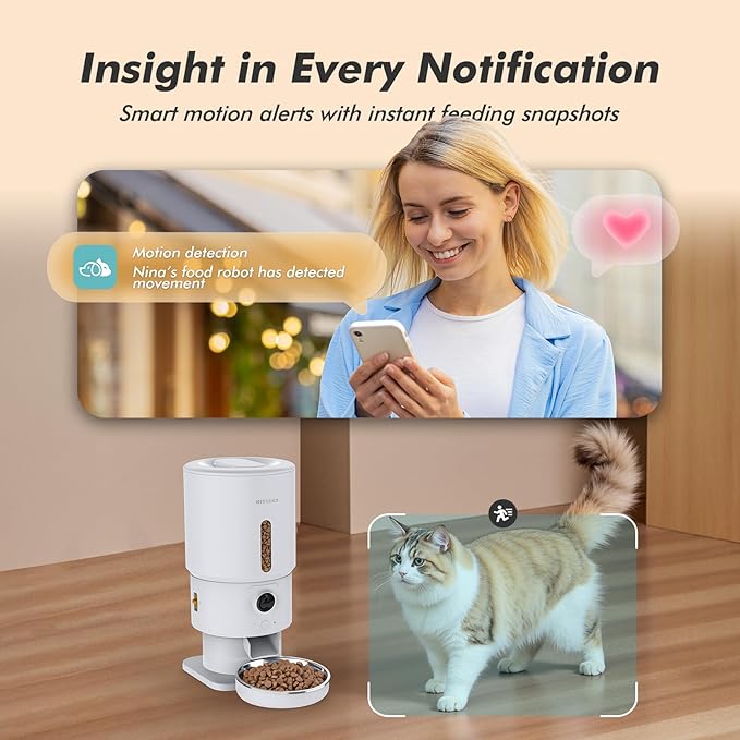 Automatic Cat Feeder with Camera - 5G WiFi Timed Cat Food Dispenser, 1080P HD Video with Night Vision, 1-15 Meals, 1-99 Portions, 2-Way Audio, Keeps Dry Food Fresh, 5L Auto Pet Feeder Also for Dogs-PawvioPets