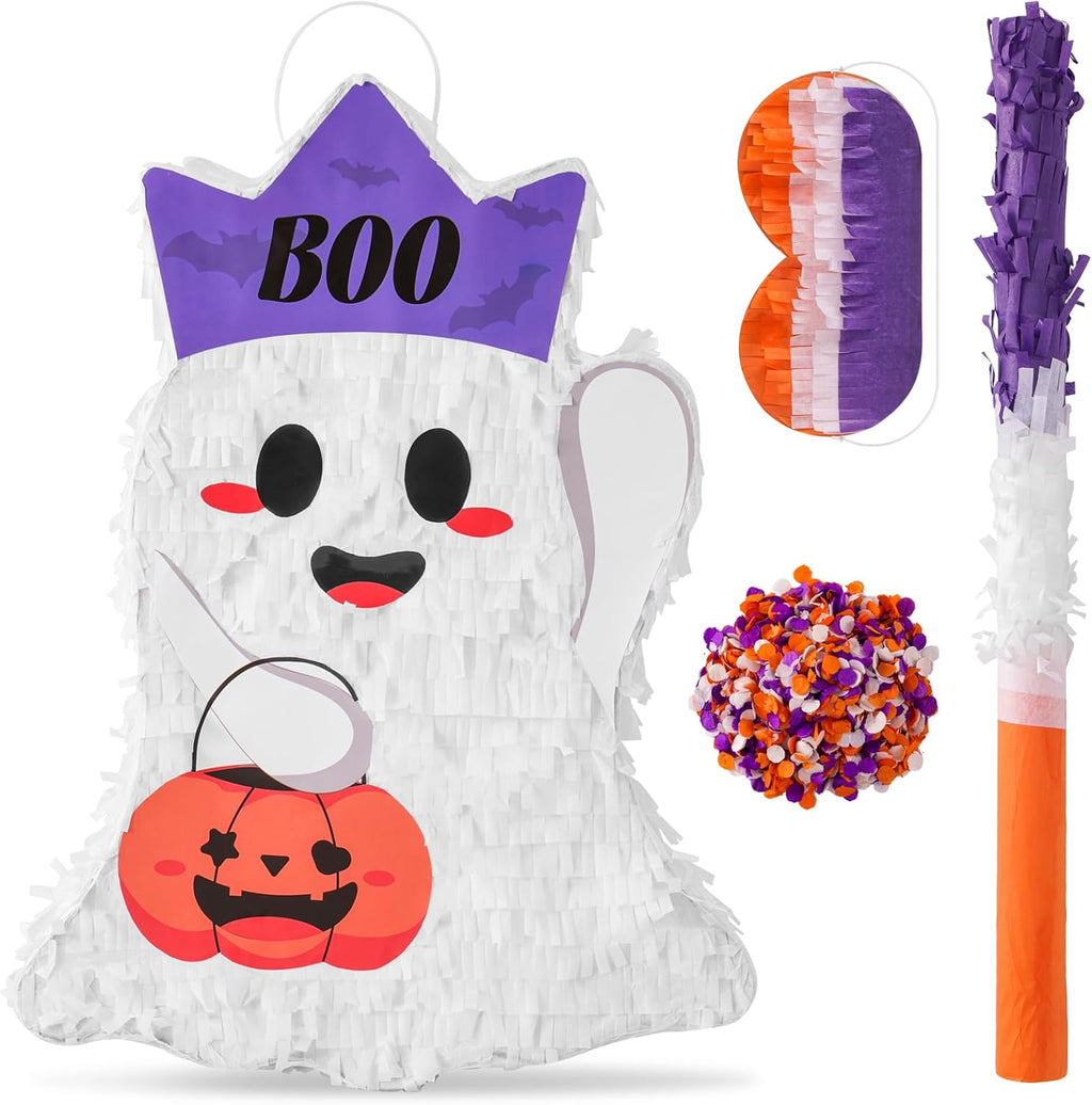 VINTS Halloween Piñata,Cute Ghost Piñata with Blindfold Stick,Pinata for Kids Birthday Party,Trick or Treat Game,Halloween Theme Parties Decorations(16.54×12.20×3.15 in)