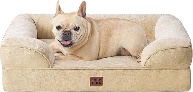 EHEYCIGA Orthopedic Dog Bed for Small Dogs, Waterproof Memory Foam Small Pet Beds with Sides, Non-Slip Bottom and Egg-Crate Foam Medium Dog Couch Bed with Washable Removable Cover, Graige-PawvioPets